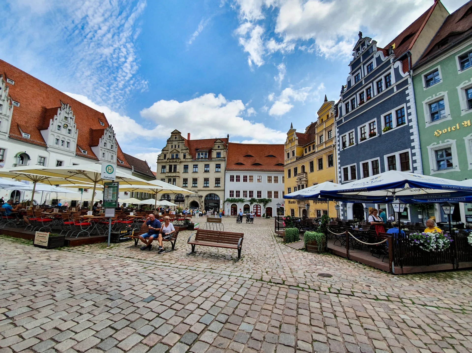 Meissen old town and riverside cafés